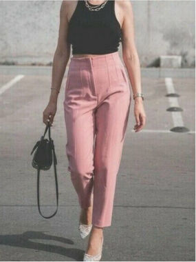 Zara High-Waist Pink Straight-Leg Women’s Pants Dusty Rose size small